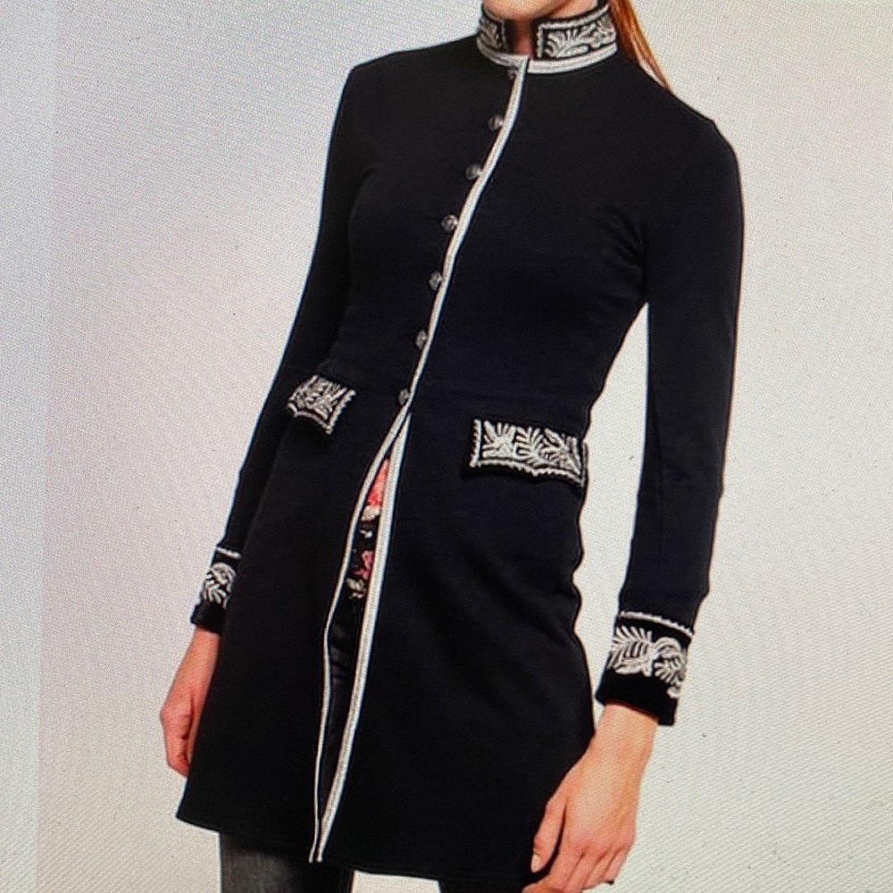 Denim & Supply Ralph Lauren Black Coat with White Trim - Picture 2 of 13